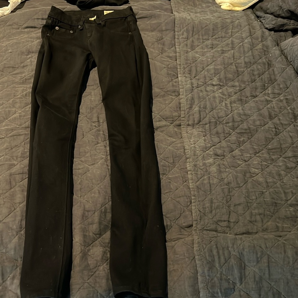 High rise zipper skinny blackout jeans